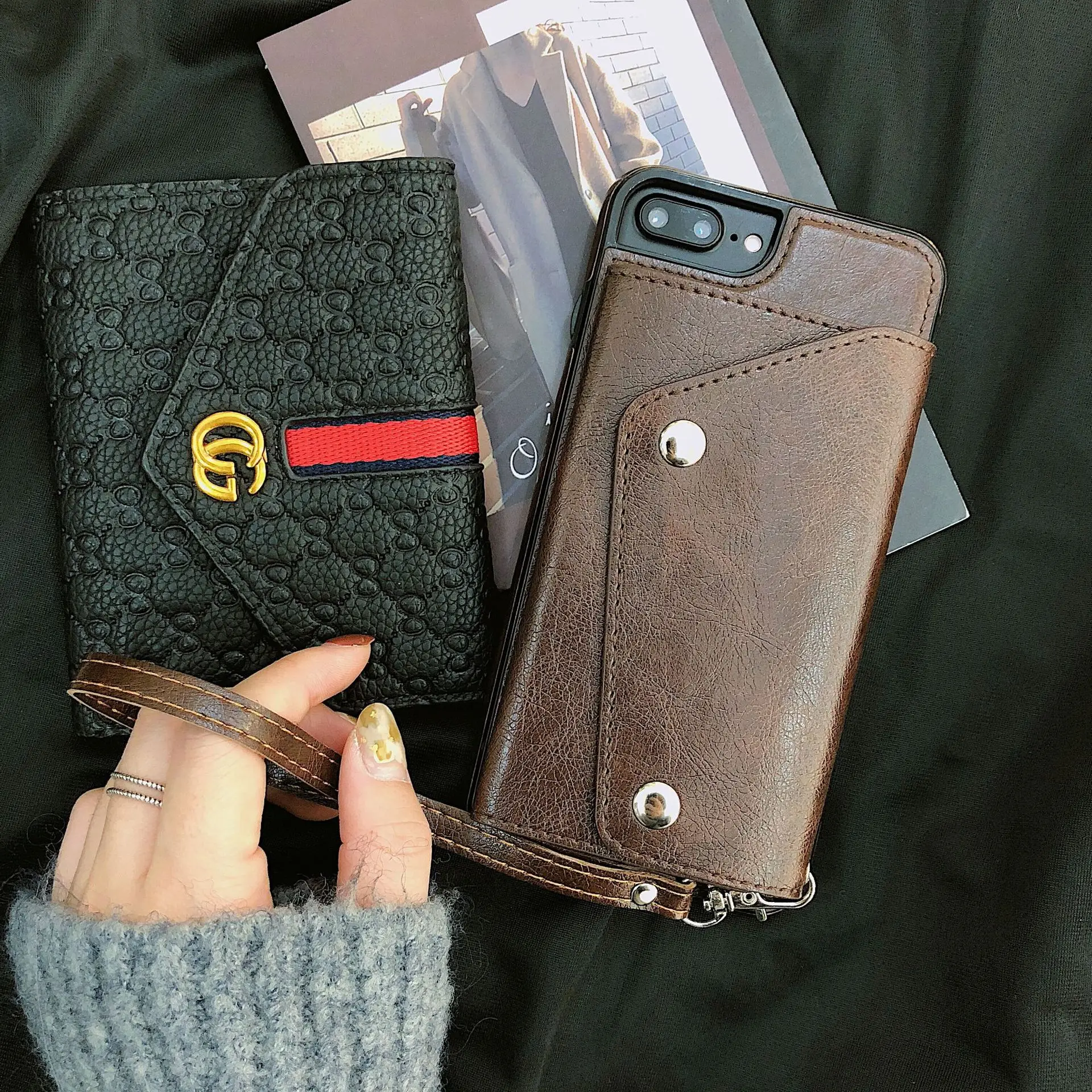 Red Leather iPhone12 Case with Card Slots - Image 2
