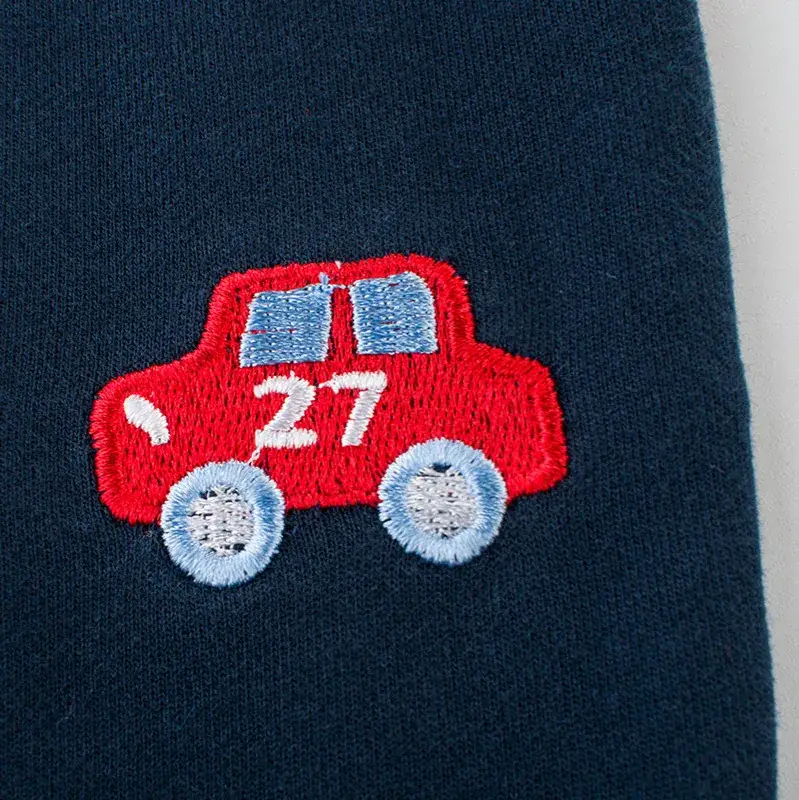 Boys' Navy Blue Car Embroidery Sports Pants 2024 - Image 5