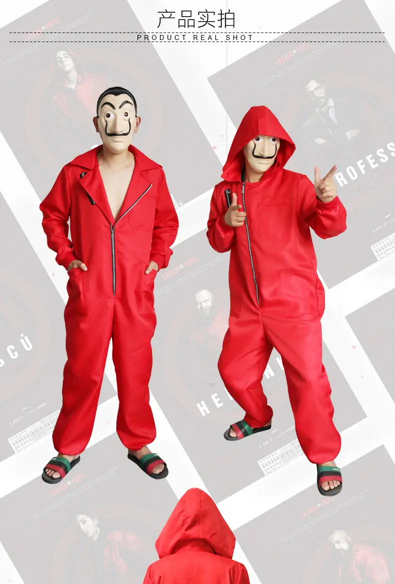 Halloween Clown Mask with Dali Jumpsuit Costume — feature 5