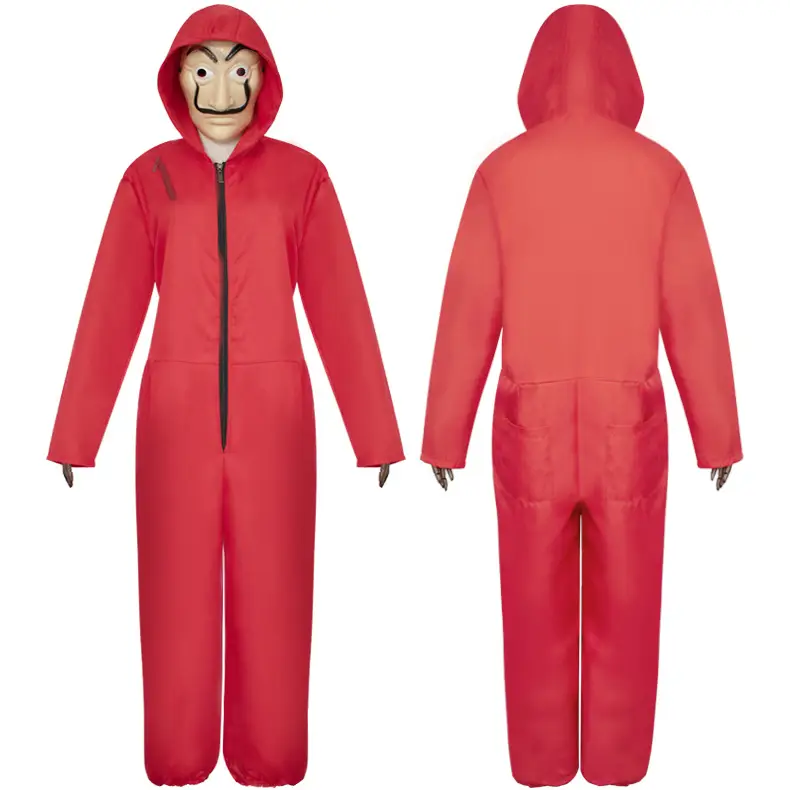 Halloween Clown Mask with Dali Jumpsuit Costume