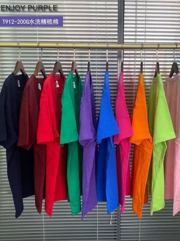 Summer T-Shirt Pure Cotton Solid Color Round Neck Short Sleeve - Image 32
