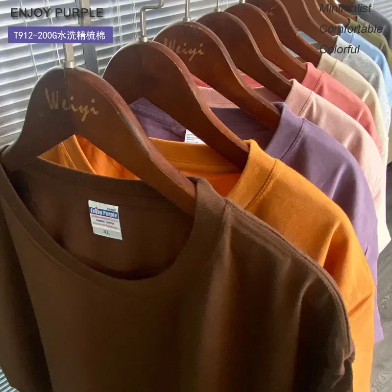 Summer T-Shirt Pure Cotton Solid Color Round Neck Short Sleeve — feature 2