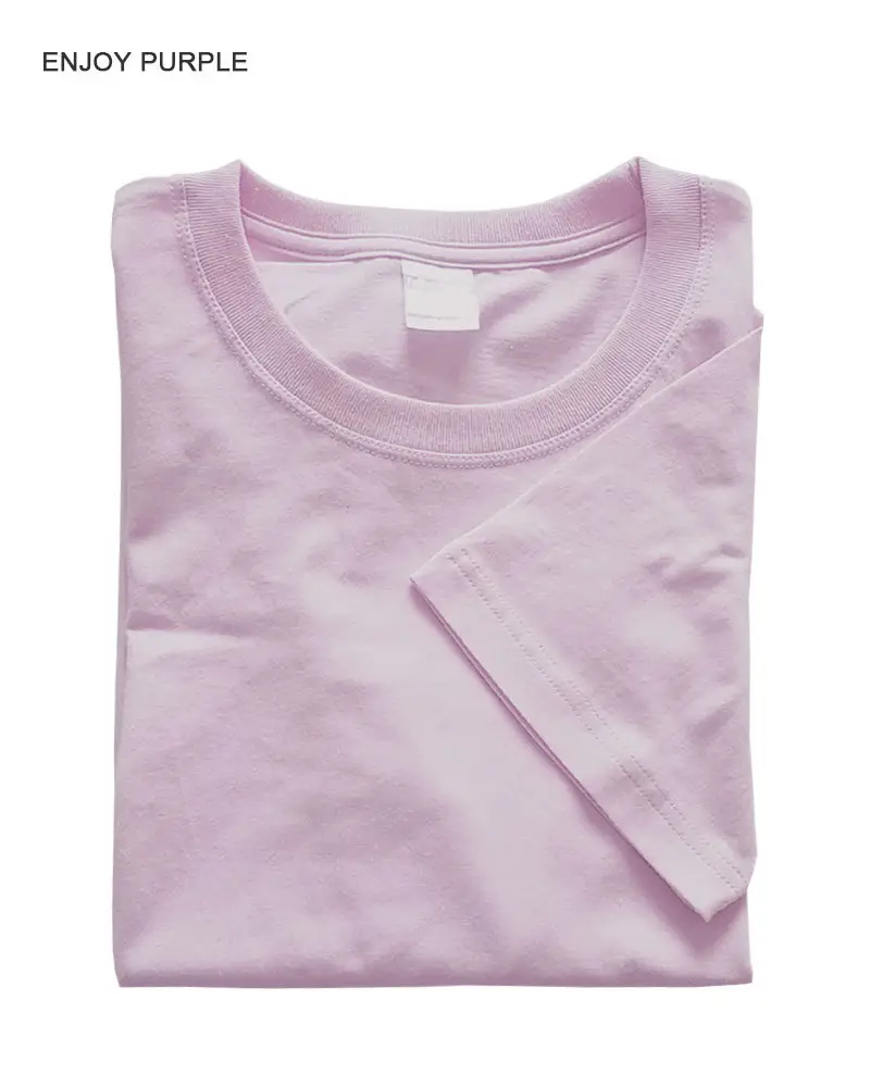 Summer T-Shirt Pure Cotton Solid Color Round Neck Short Sleeve - Image 2