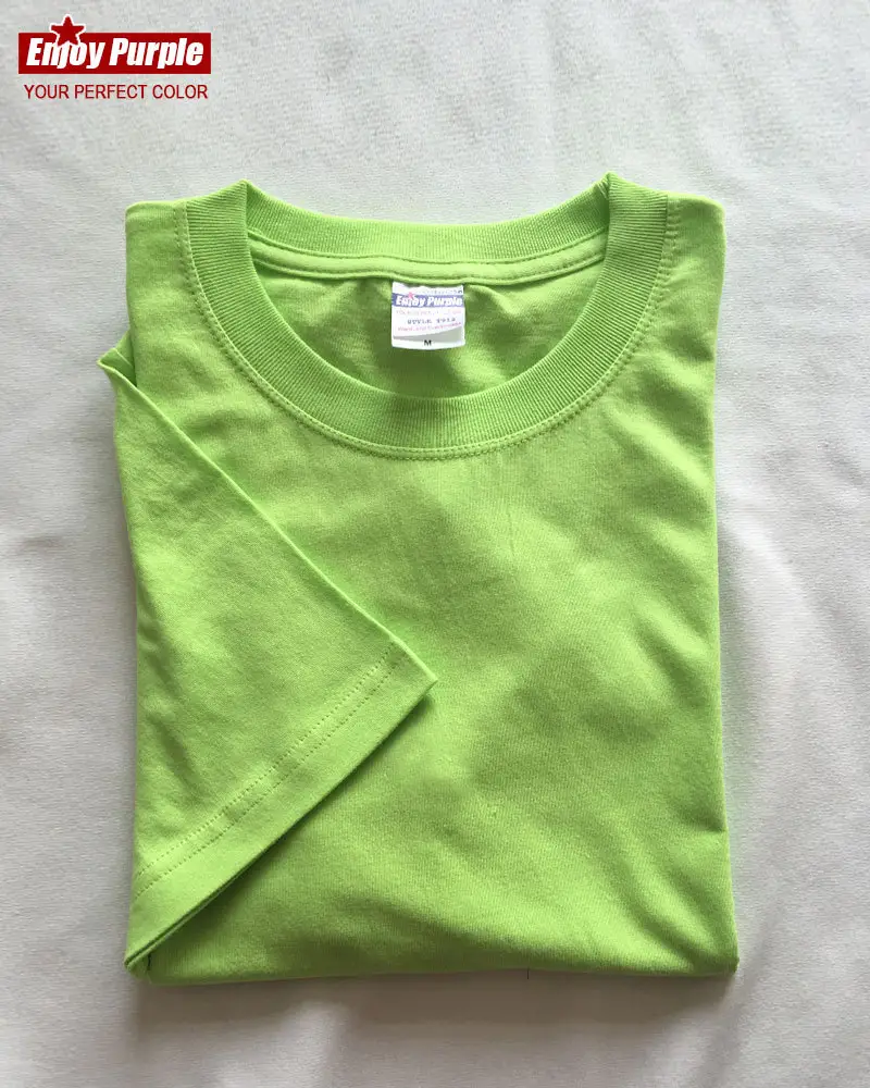 Summer T-Shirt Pure Cotton Solid Color Round Neck Short Sleeve - Image 4