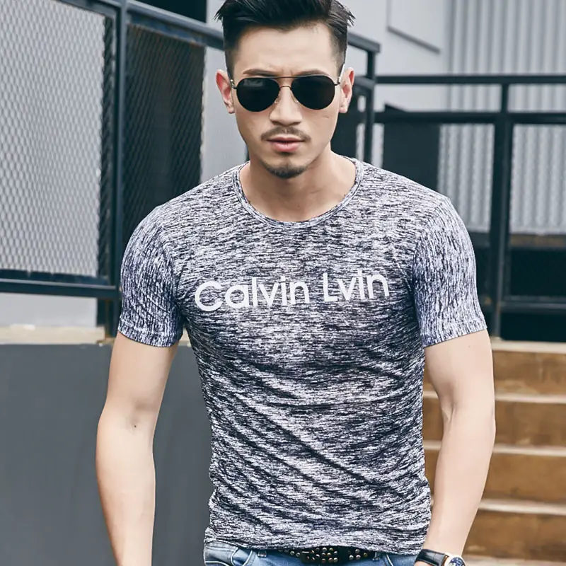 Men Printed Short Sleeve T-Shirt Calvin Klein Grey - Image 9