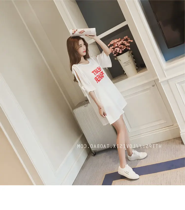 Women Green Bow Tie Letter Print 3Q Sleeve Top Dress — feature 18