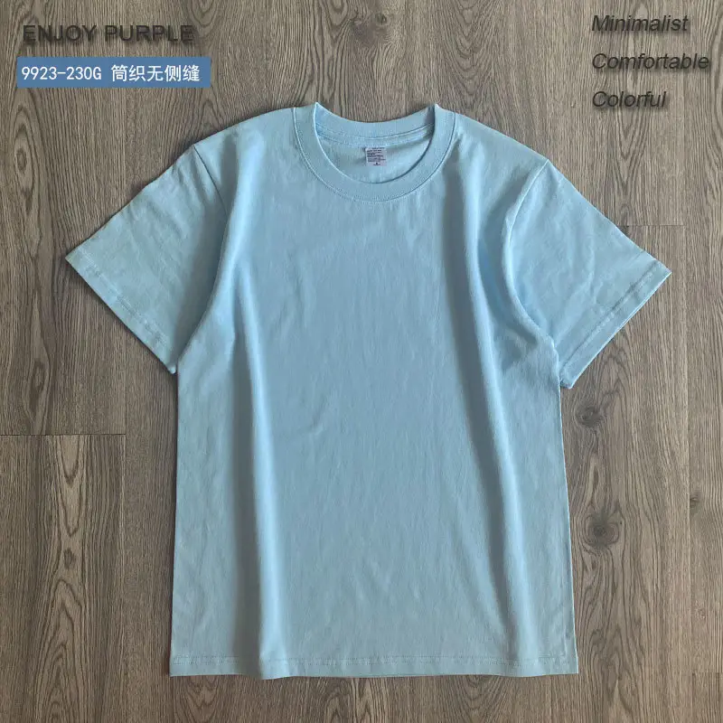Men Navy Blue Cotton T-Shirt Medium Weight Loose Fit - Image 11