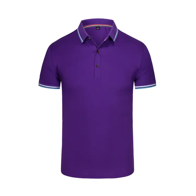 Men Black Polo Shirt with Blue Trim - Image 3