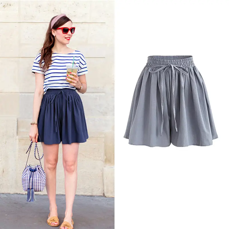 Women Wide Leg Shorts Chiffon Plus Size Elastic Waist - Image 8