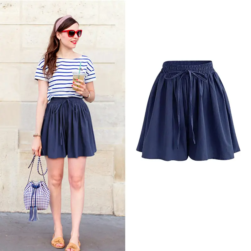 Women Wide Leg Shorts Chiffon Plus Size Elastic Waist - Image 9