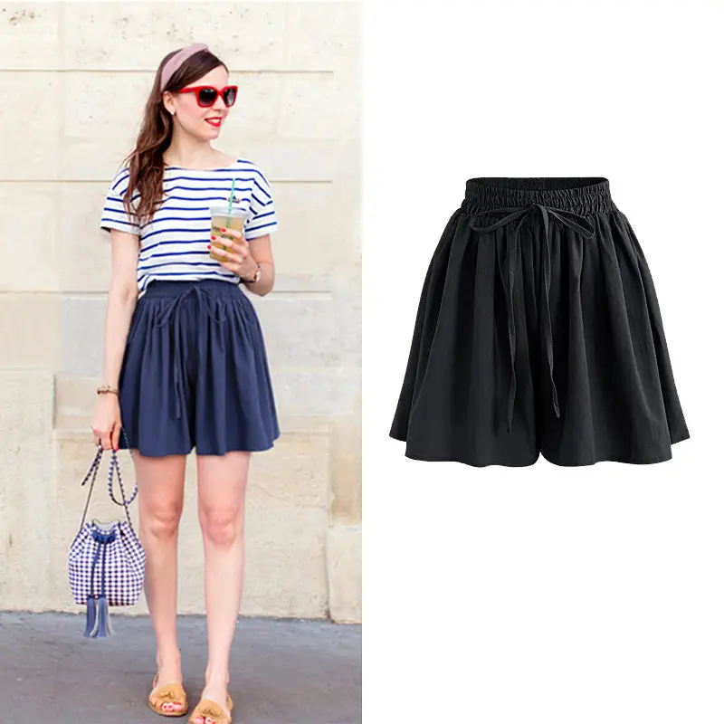 Women Wide Leg Shorts Chiffon Plus Size Elastic Waist - Image 10