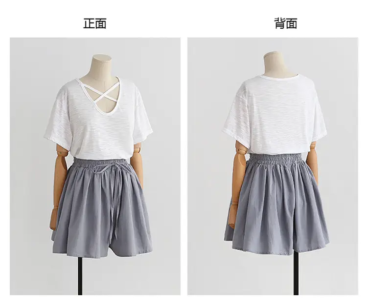 Women Wide Leg Shorts Chiffon Plus Size Elastic Waist — feature 11