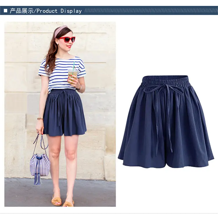 Women Wide Leg Shorts Chiffon Plus Size Elastic Waist — feature 5