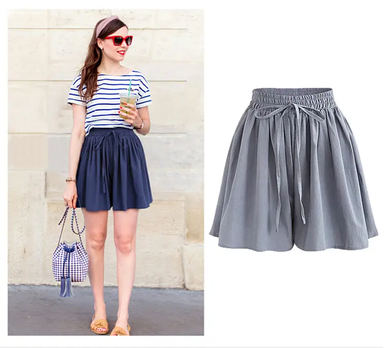 Women Wide Leg Shorts Chiffon Plus Size Elastic Waist — feature 6