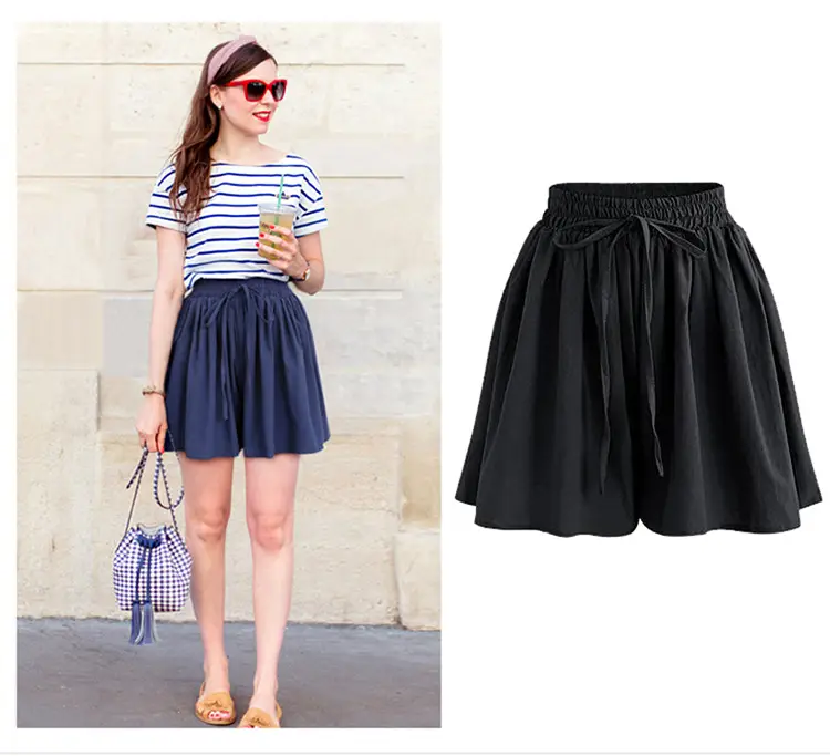 Women Wide Leg Shorts Chiffon Plus Size Elastic Waist — feature 7