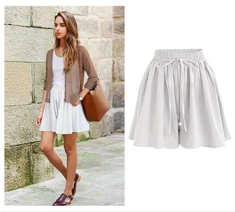 Women Wide Leg Shorts Chiffon Plus Size Elastic Waist — feature 8