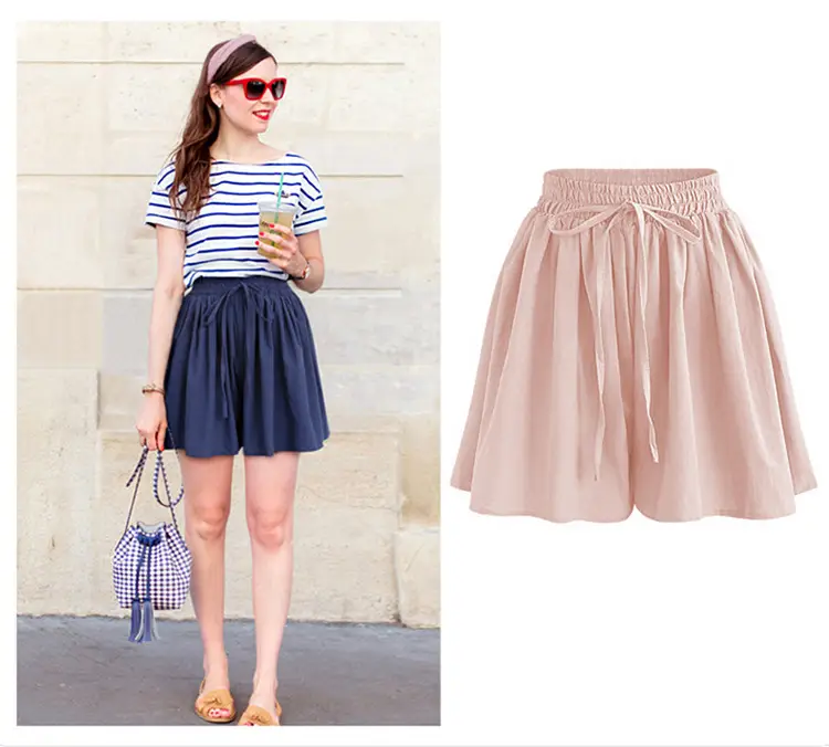 Women Wide Leg Shorts Chiffon Plus Size Elastic Waist — feature 9