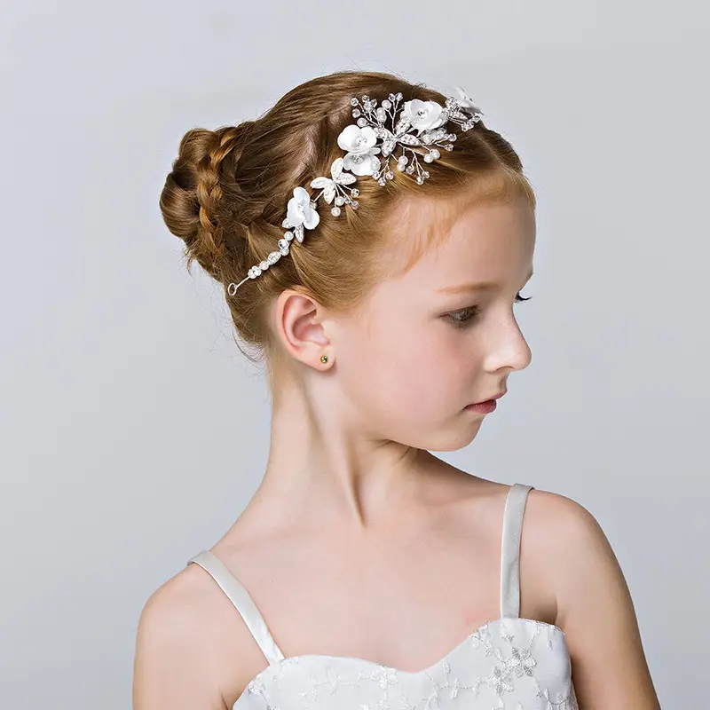 White Rhinestone Princess Hair Headband for Girls