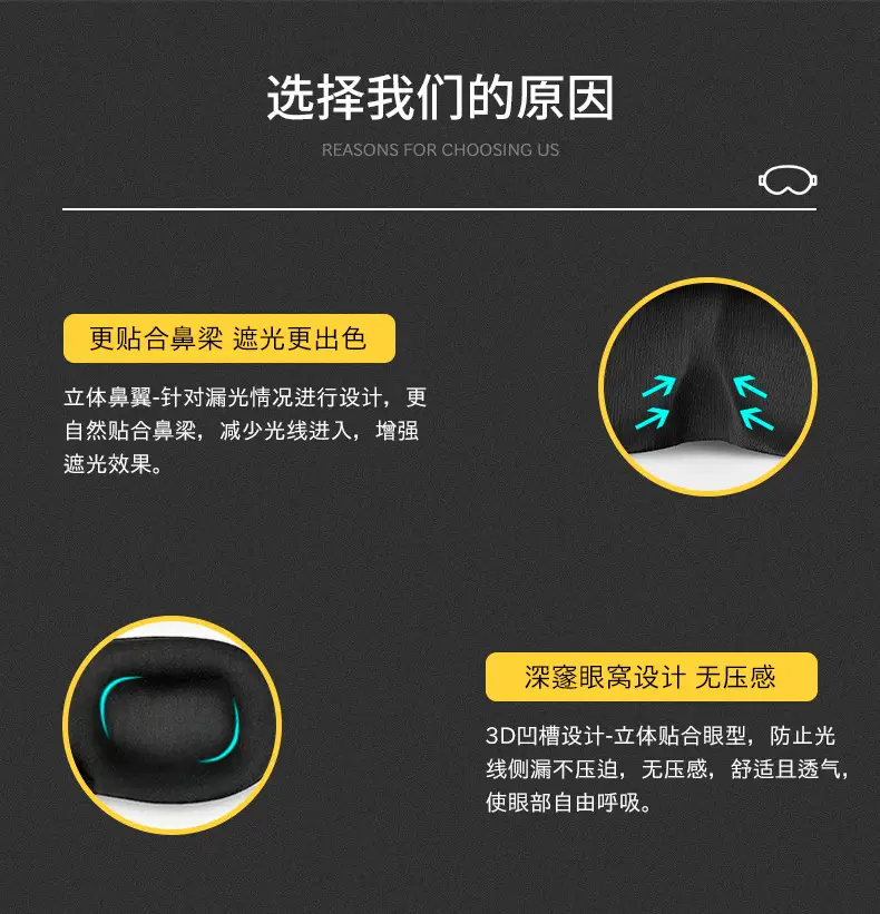 Eye Mask for Sleep, Light-Blocking, Zero-Pressure, Special for Sleep, Travel, Lunch Break, Relieve Fatigue, Deep Sleep, 3D Stereo Eye Mask, Customized — feature 5