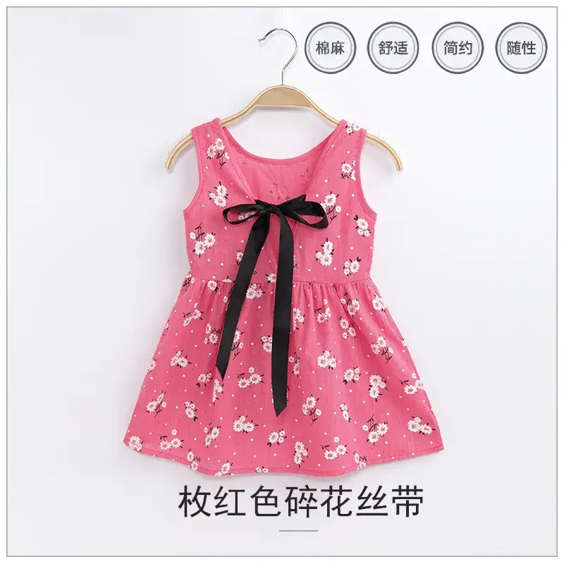 Korean Princess Sleeveless Printed Dress for Girls - Image 12