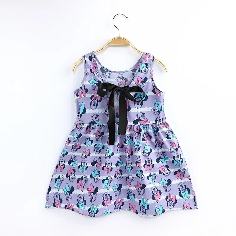 Korean Princess Sleeveless Printed Dress for Girls - Image 2