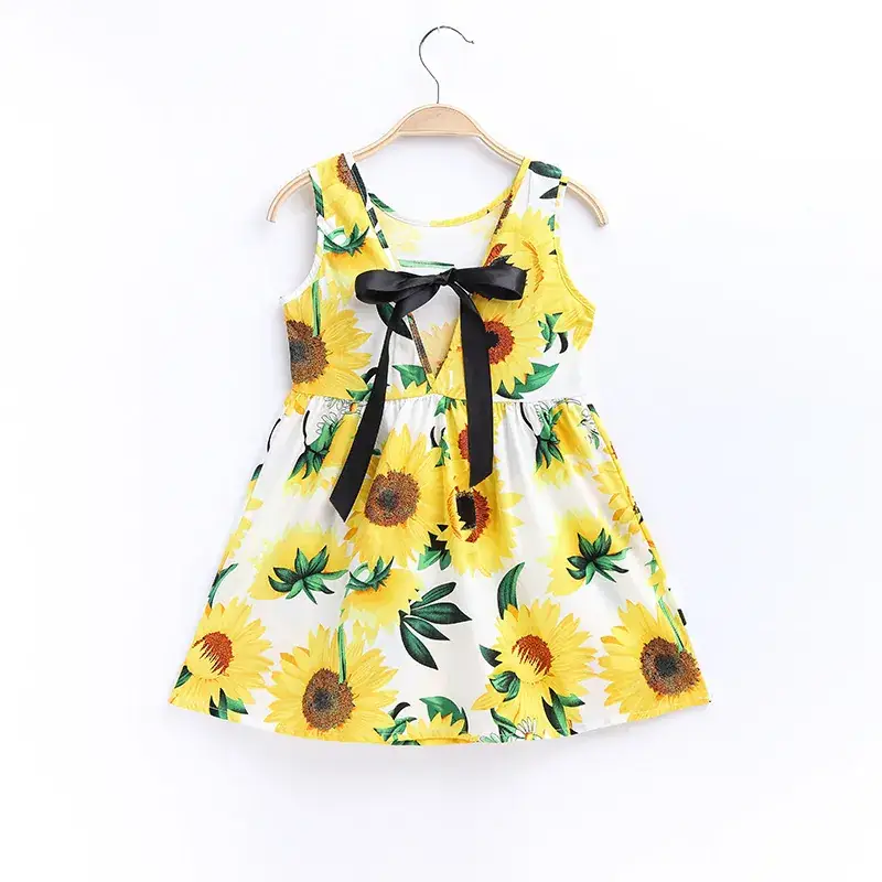 Korean Princess Sleeveless Printed Dress for Girls - Image 4