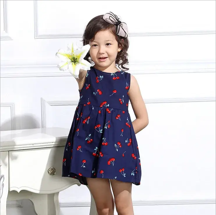 Korean Princess Sleeveless Printed Dress for Girls - Image 9