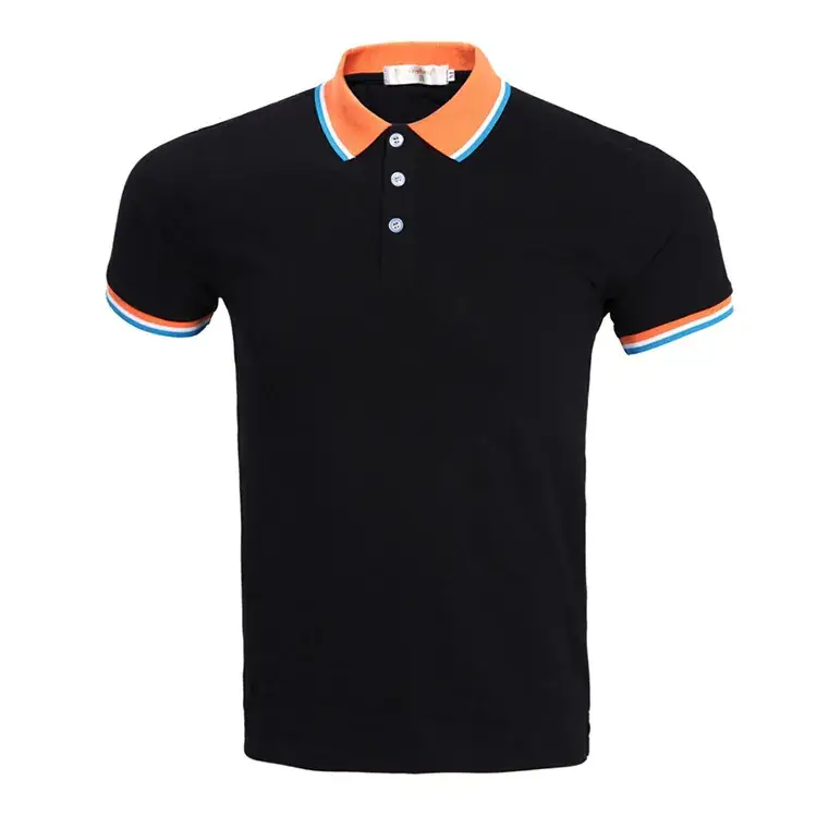 Green Polo Shirt with Orange Trim for Men - Image 6