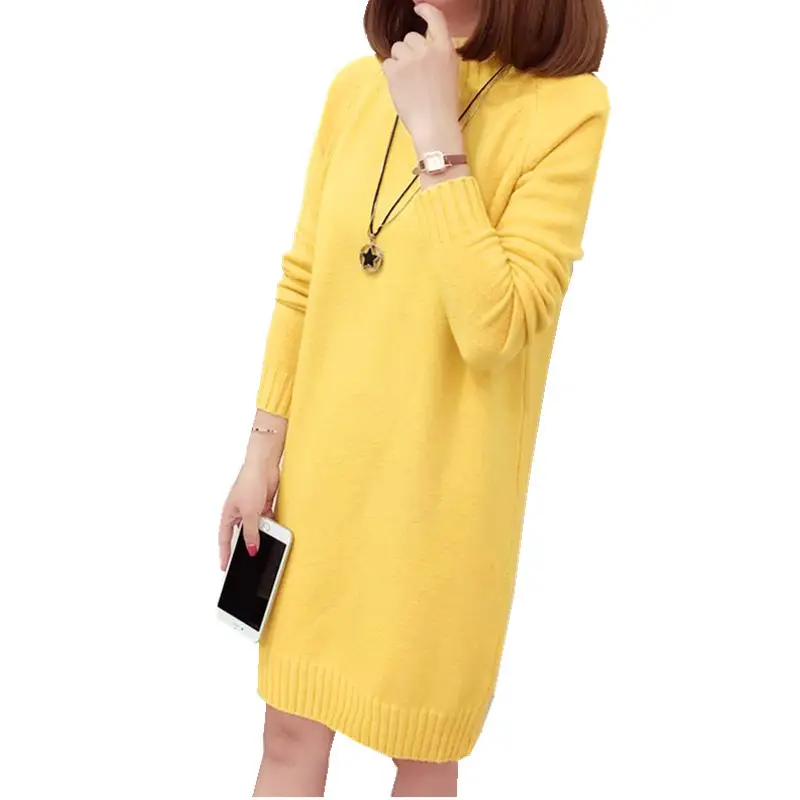Women's 2025 Knit Turtleneck Dress Brown Mid-Length - Image 12