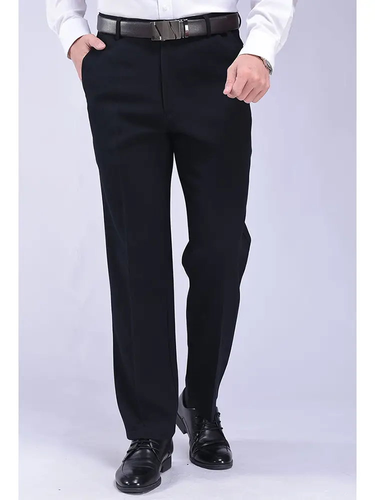 Thick Fleece Casual Pants Old Men High Waist Black - Image 7