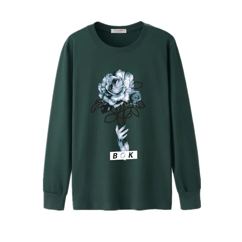 Men Cotton Rose Print Crewneck T-Shirt Extra Large