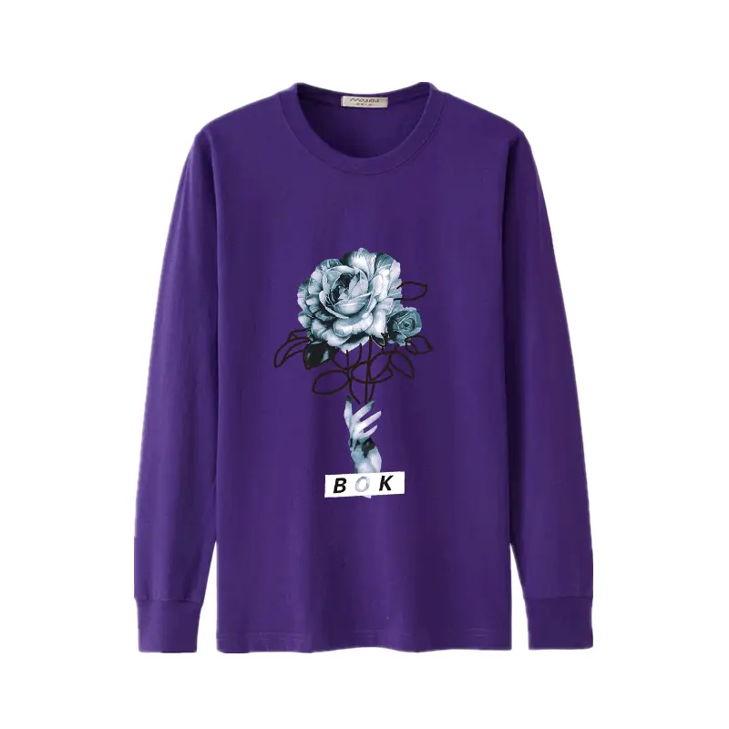 Men Cotton Rose Print Crewneck T-Shirt Extra Large
