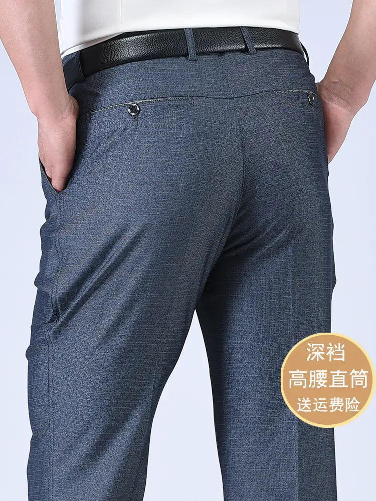 Men Black Thick Waist Pants 40+ Summer Wear - Image 20
