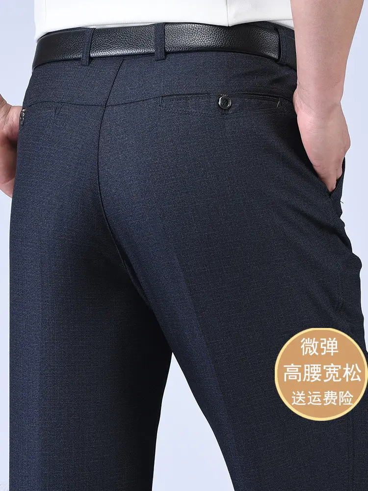 Men Black Thick Waist Pants 40+ Summer Wear - Image 24