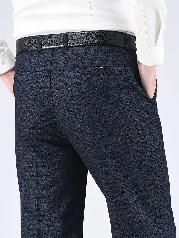 Middle-aged Men's Dark Blue Checked Pants Casual Dad Loose - Image 17