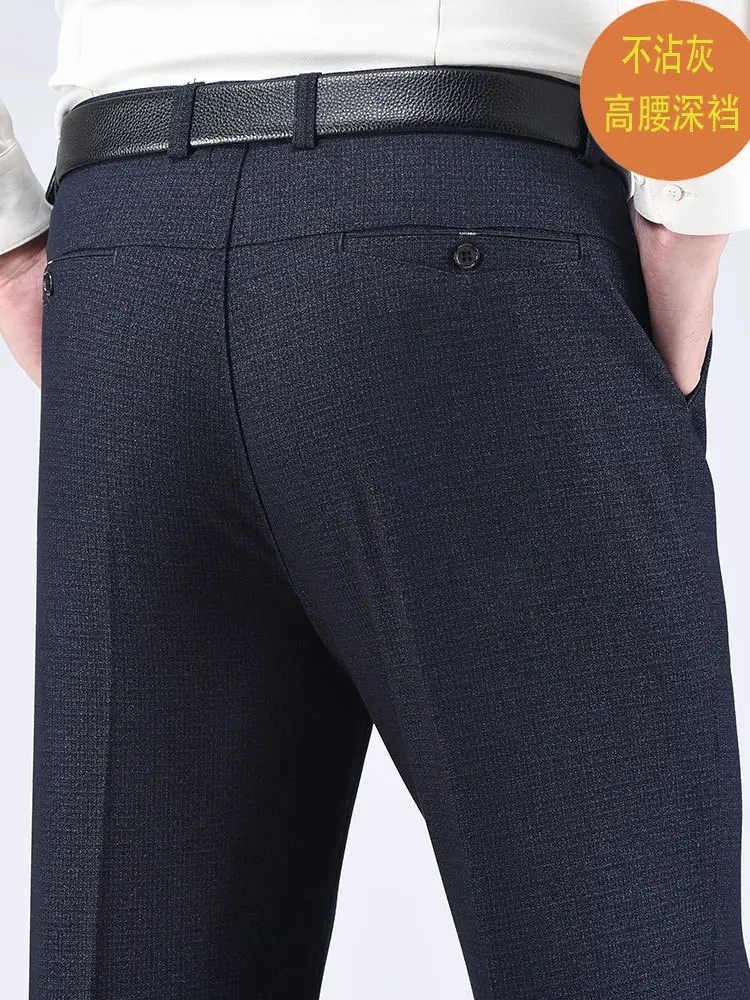 Middle-aged Men's Dark Blue Checked Pants Casual Dad Loose - Image 21