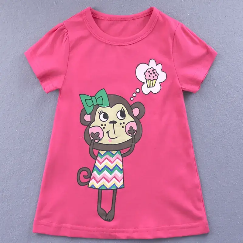 Girls Pink Monkey Print Short Sleeve Suit 2025