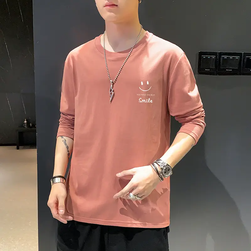 2021 Men Pure Cotton Korean Style Crewneck T-Shirt White - Image 19