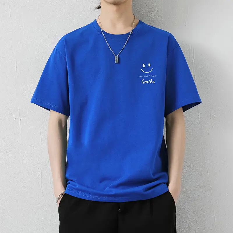 2021 Men Pure Cotton Korean Style Crewneck T-Shirt White - Image 10