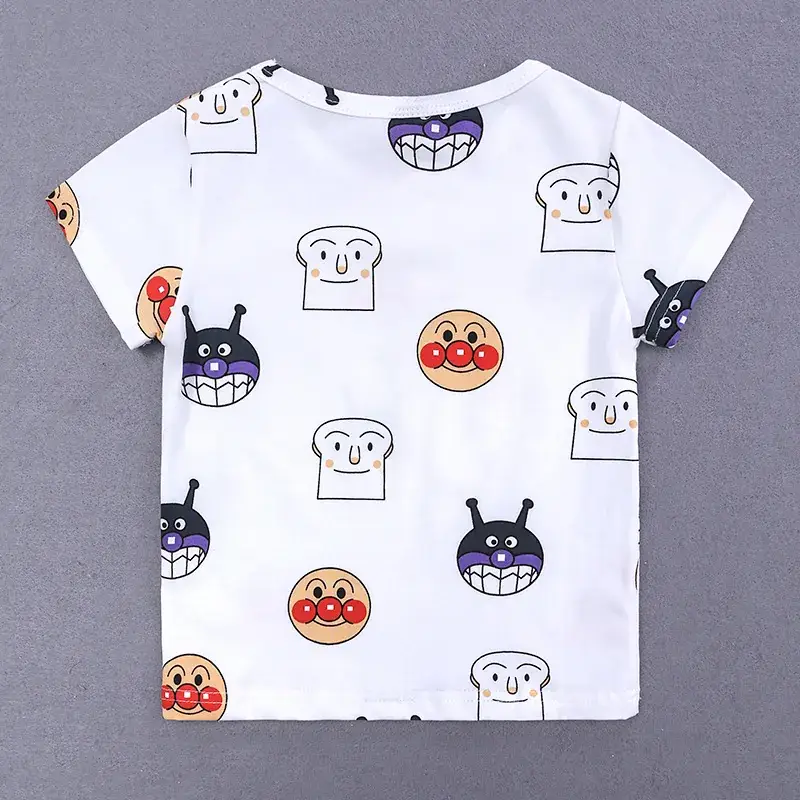Cute Cartoon Printed Cotton T-Shirt for Boys Girls White