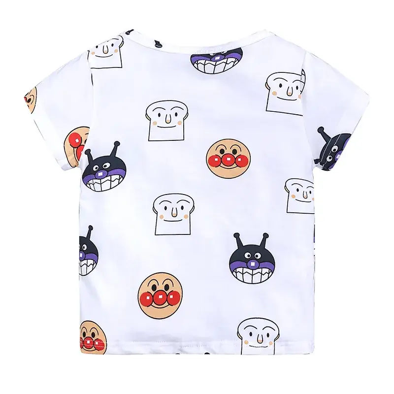 Cute Cartoon Printed Cotton T-Shirt for Boys Girls White
