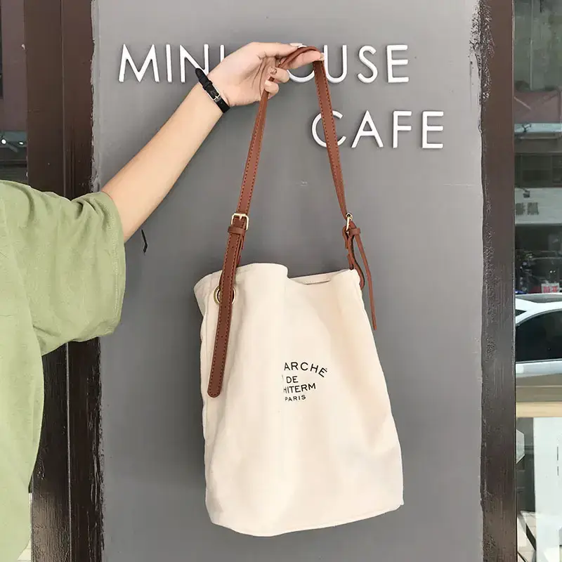 2026 Korean Patchwork Canvas Shoulder Bag Ins Casual Crossbody - Image 2