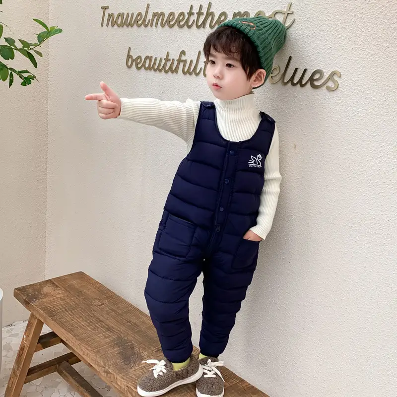 Black Padded Infant Jumpsuit with Suspenders Medium - Image 3