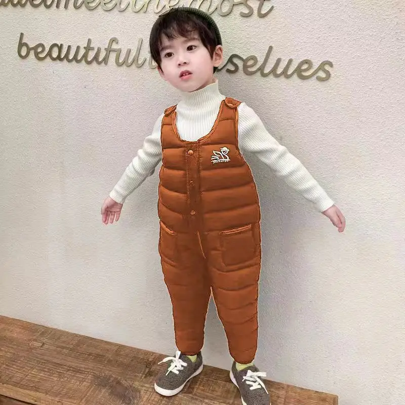 Black Padded Infant Jumpsuit with Suspenders Medium - Image 6