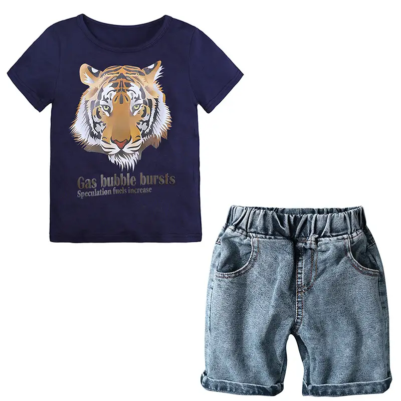 Blue Denim Shorts Set for Boys Summer Wear - Image 3