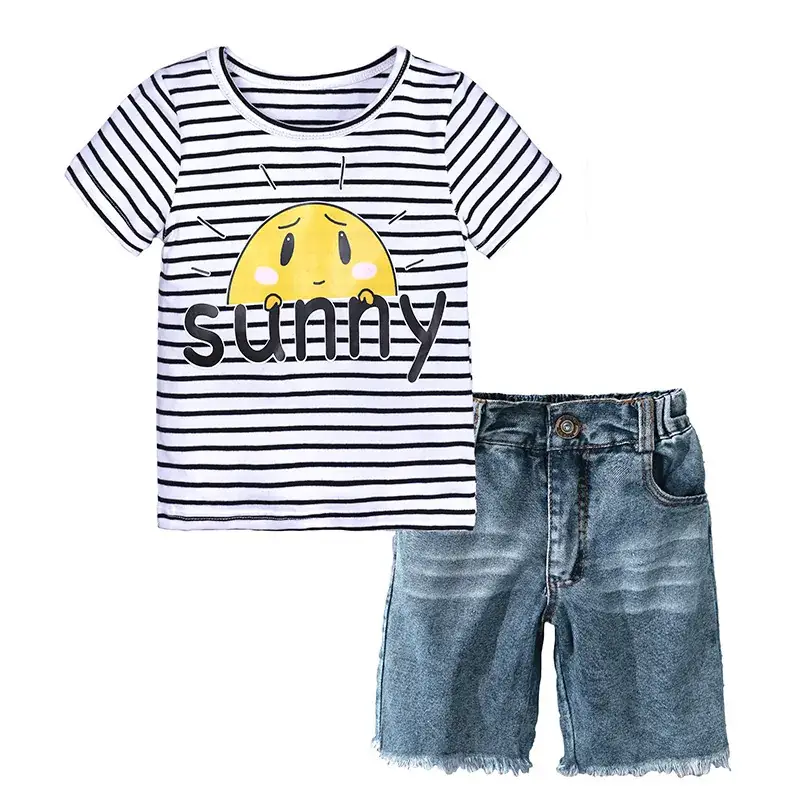 European & American Kids Summer 2025 Cotton Suit Shorts Printed T-Shirt - Image 5
