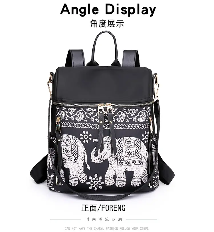 Black Ethnic Crossbody Backpack Women's Oxford Cloth Multi-Functional — feature 3