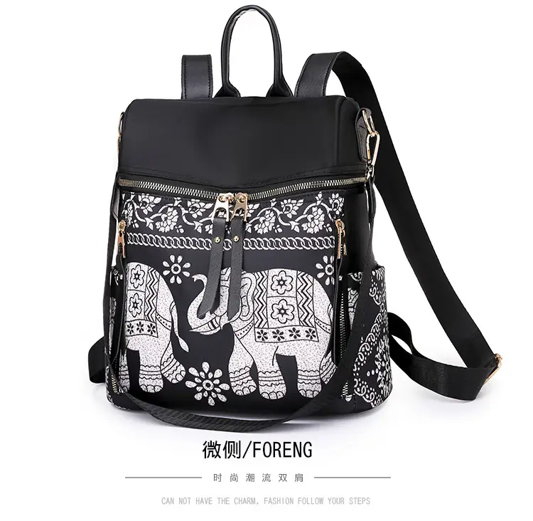 Black Ethnic Crossbody Backpack Women's Oxford Cloth Multi-Functional — feature 4