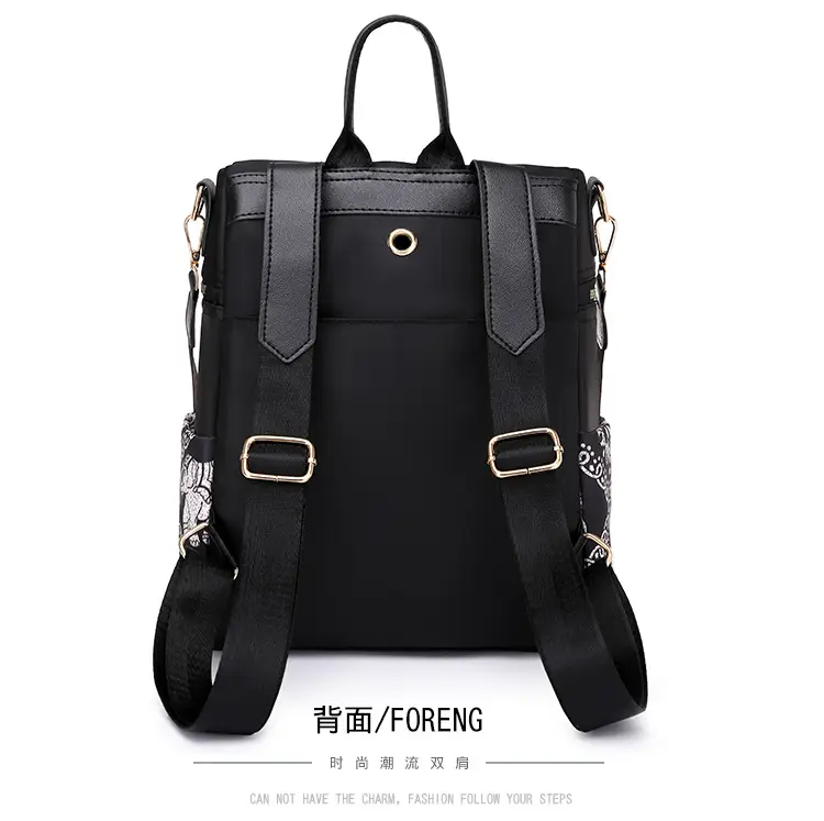 Black Ethnic Crossbody Backpack Women's Oxford Cloth Multi-Functional — feature 6