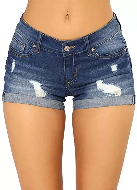 Women Denim Shorts Flanged Hot Summer Wear — feature 2